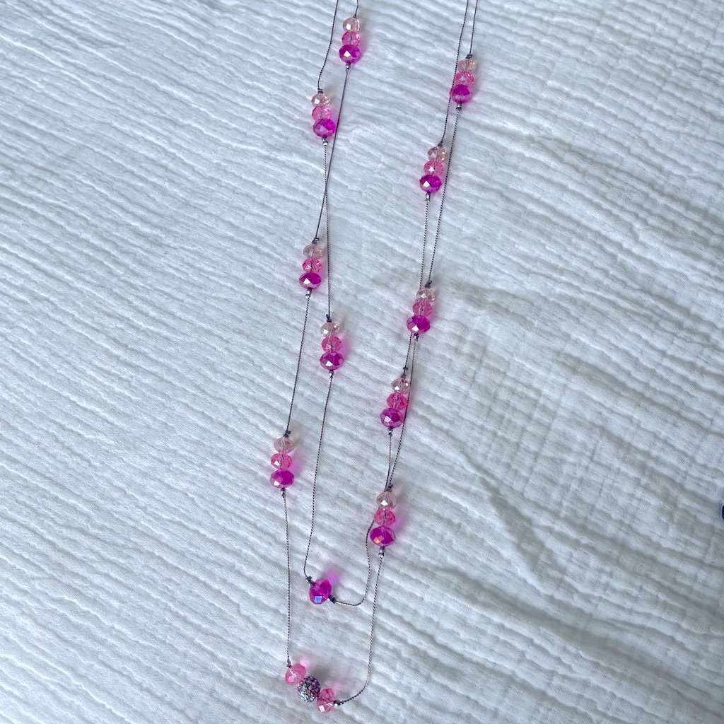 Final Price Multi Strands Necklace With Pink Beads 8$